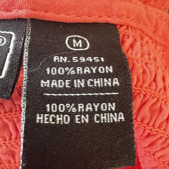 Jane Ashley Maxi Sundress Size M Orange Smocked Bodice White Embroidery At Hem - Picture 9 of 9